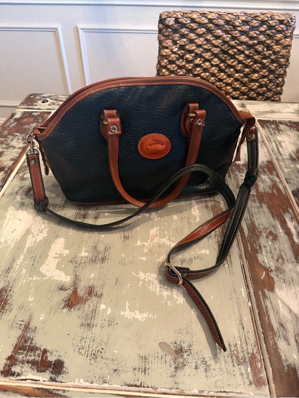 Dooney & Bourke Brown Leather Charm with Gold Medallion